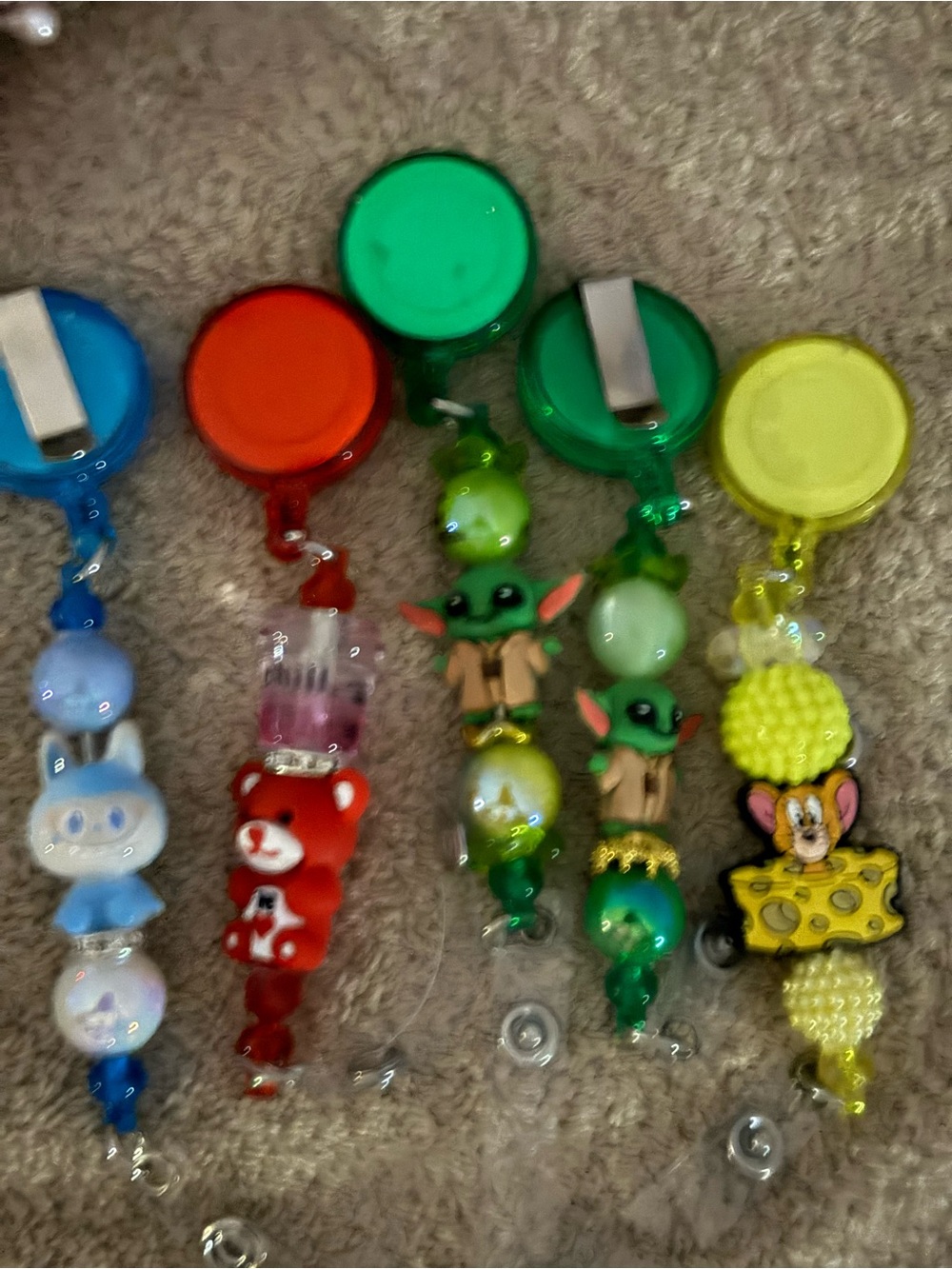 5 Beaded Character Retractable Badge Reel . Price (only for one)